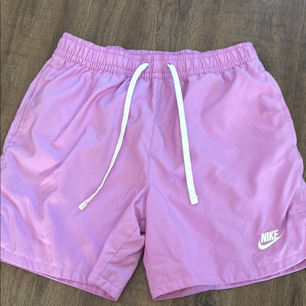 Nike Light Pink Swim Shorts with White Drawstring